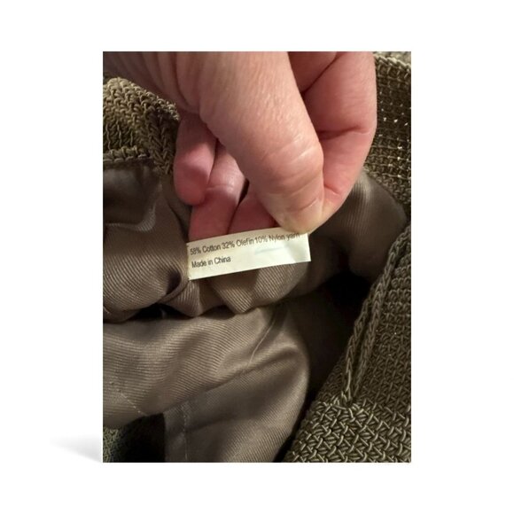 Bucket Bag Olive Crochet Shoulder Bag With Wooden Bead Details 31" Length - Picture 6 of 6